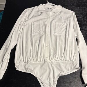 Fashion Nova Classic White Button-Up Shirt